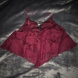 NWOT Sexy Red Lacy Crop Top